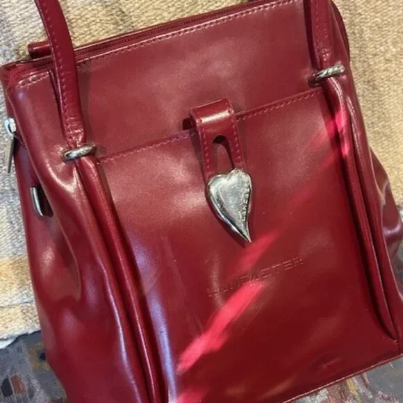 LANCASTER PARIS Deep Red Leather Designer PURSE - Picture 7 of 12